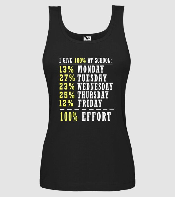 I give 100% at school model negru pe tricou