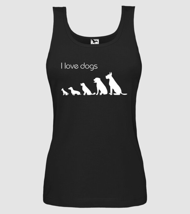 I love dogs model negru pe tricou