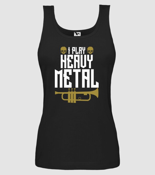 I play heavy metal trumpet model negru pe tricou