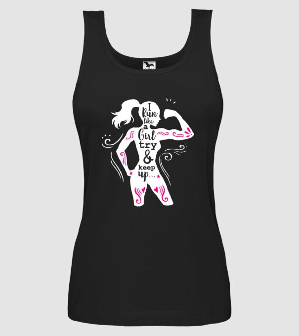 i run like a girl model negru pe tricou
