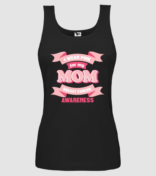 I wear pink for my mom model negru pe tricou