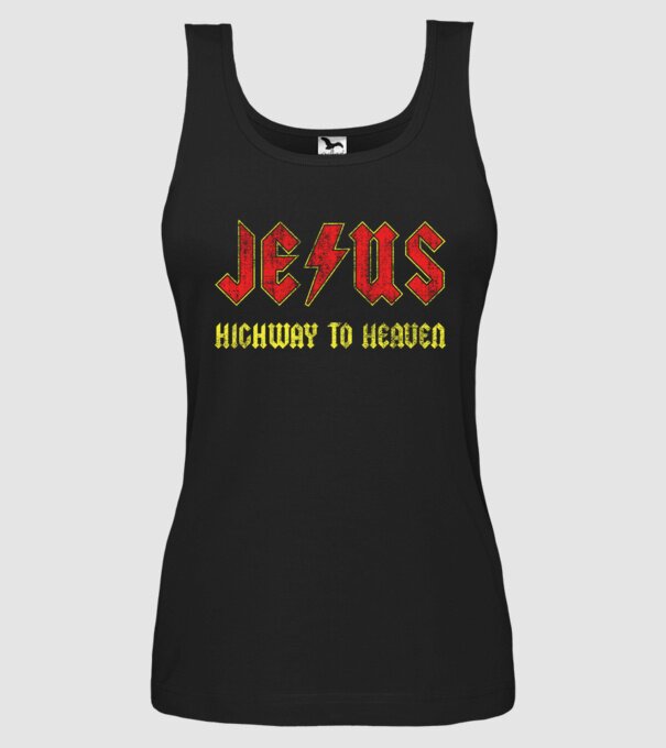 JESUS HIGHWAY TO HEAVEN model negru pe tricou