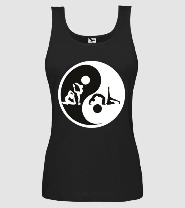 Yoga yin-yang model negru pe tricou