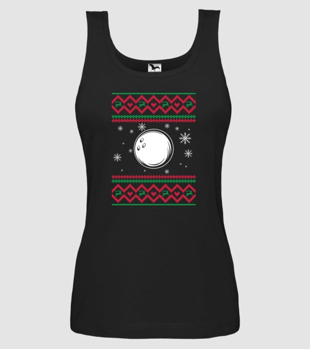 Model tricotat de Crăciun - bowling model negru pe tricou