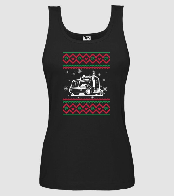 Model tricotat de Crăciun - camion model negru pe tricou
