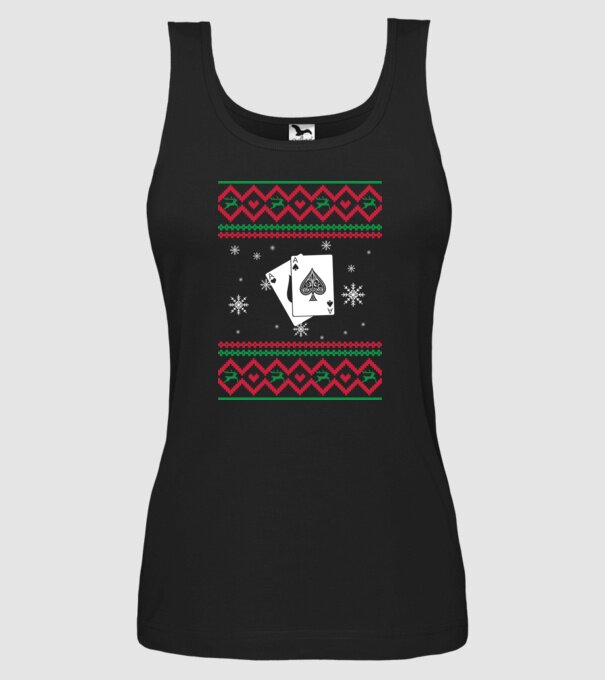 Model tricotat de Crăciun - poker model negru pe tricou