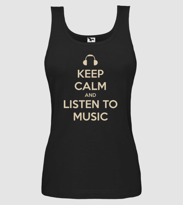 keep calm and listen to music model negru pe tricou