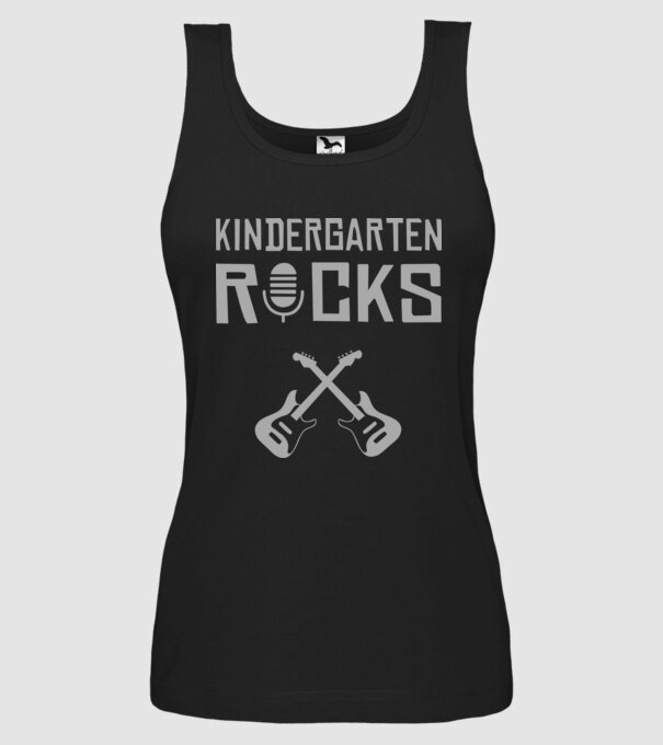 Kindergarten rocks model negru pe tricou