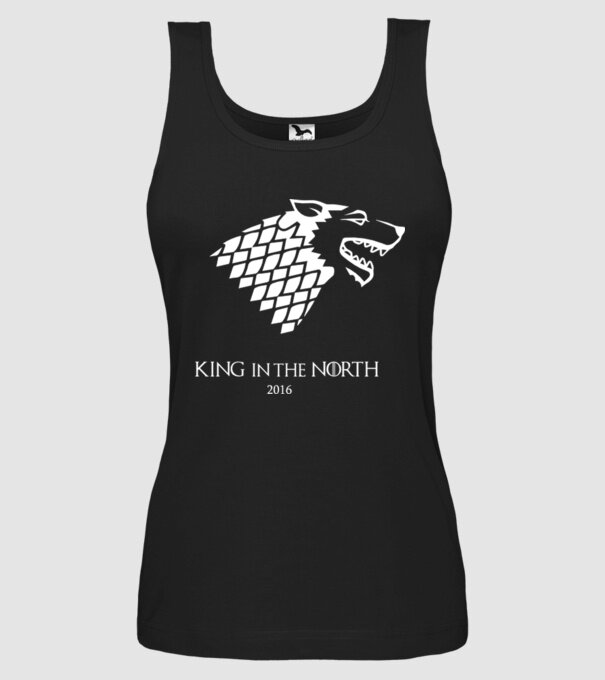 King in The North Wolf model negru pe tricou