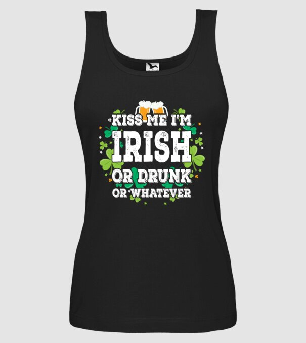 'Kiss me I''m Irish or Drunk' model negru pe tricou