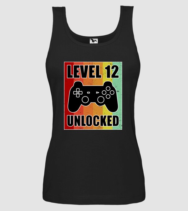 level 12 unlocked retro gamer model negru pe tricou