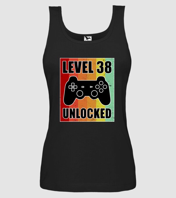 level 38 unlocked retro gamer model negru pe tricou