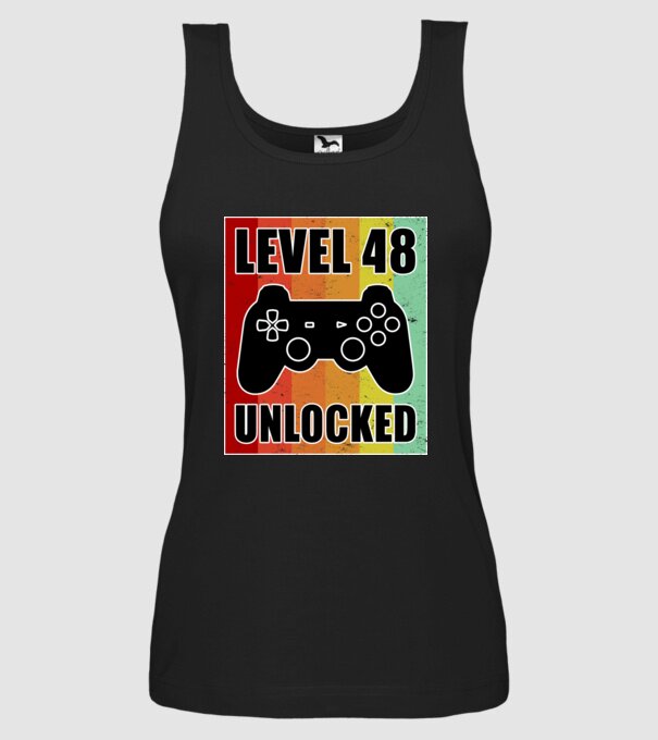 level 48 unlocked retro gamer model negru pe tricou
