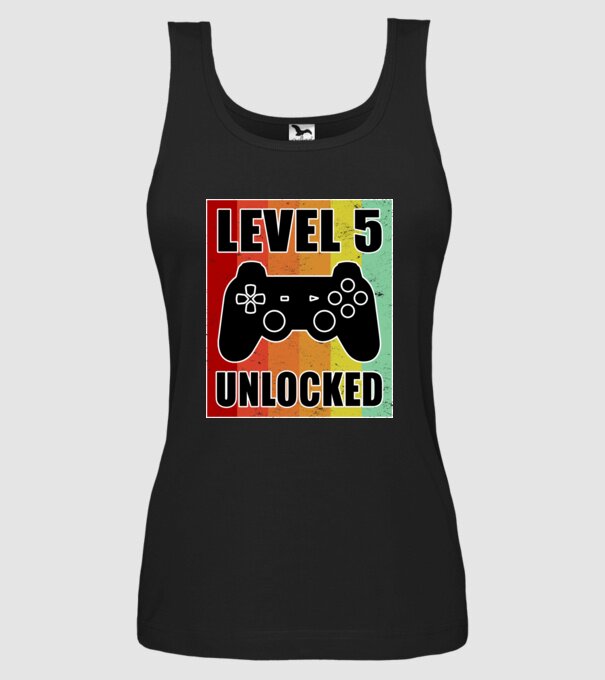 level 5 unlocked retro gamer model negru pe tricou