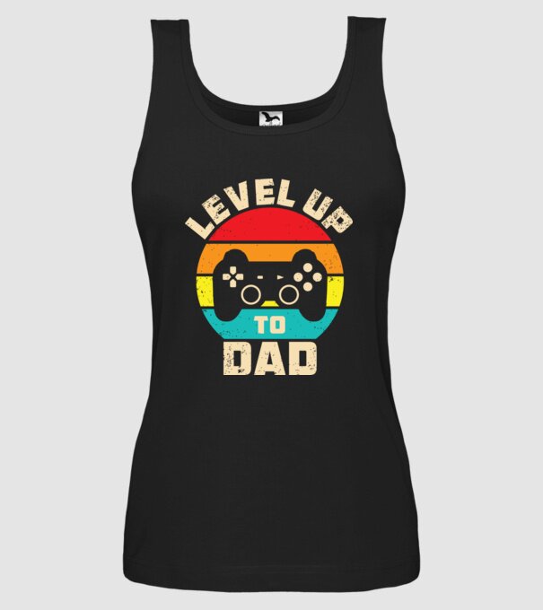 Level Up Dad model negru pe tricou