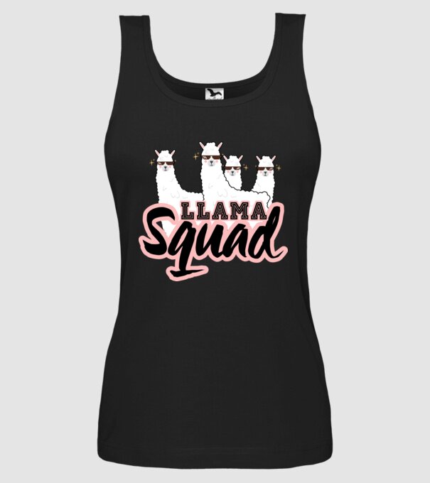Llama squad model negru pe tricou