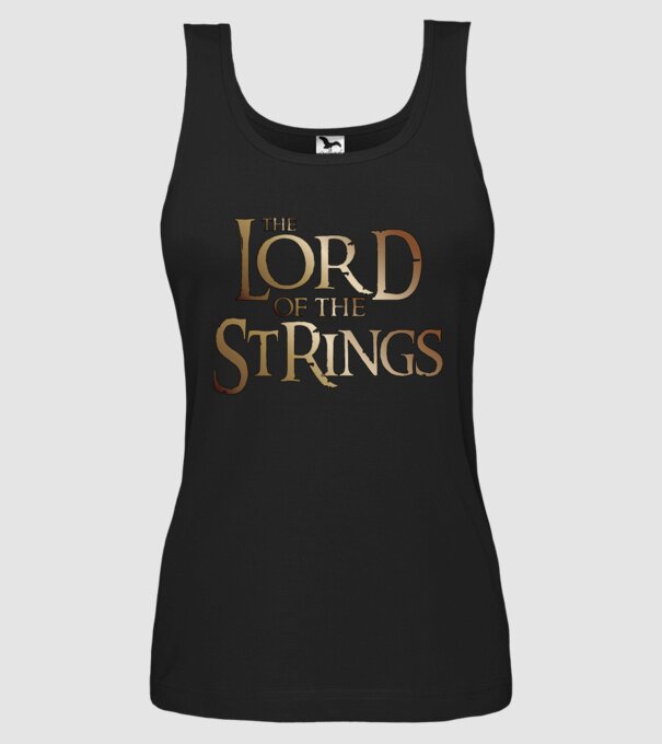 Lord of the Strings model negru pe tricou