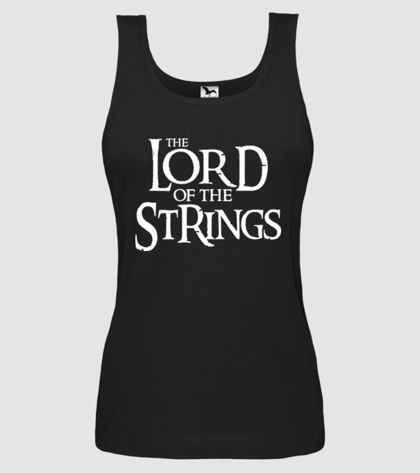 Lord of the Strings model negru pe tricou