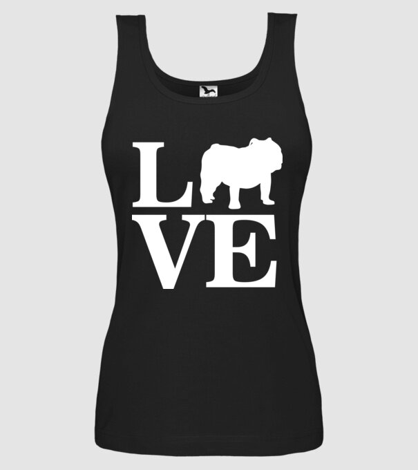 LOVE BULDOG ENGLEZESC model negru pe tricou