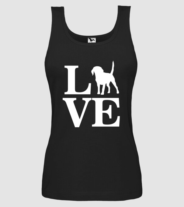 LOVE BEAGLE model negru pe tricou