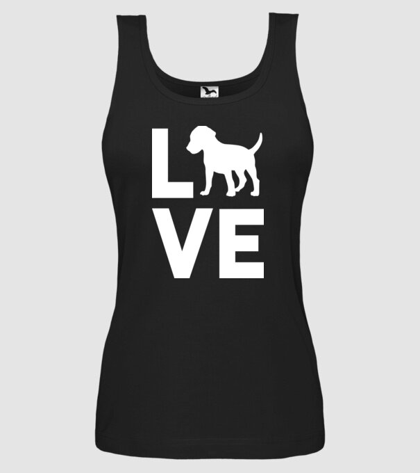 LOVE Beagle model negru pe tricou