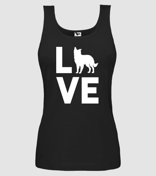 LOVE Border Collie model negru pe tricou