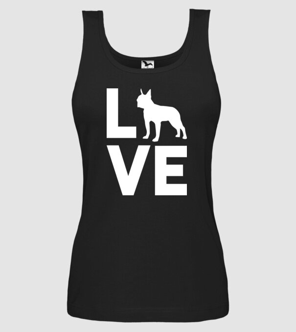 LOVE Boston Terrier model negru pe tricou