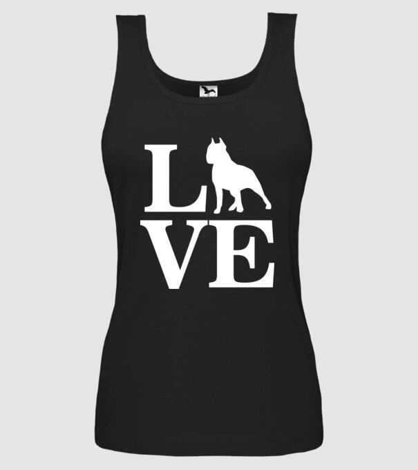 LOVE BULLDOG model negru pe tricou