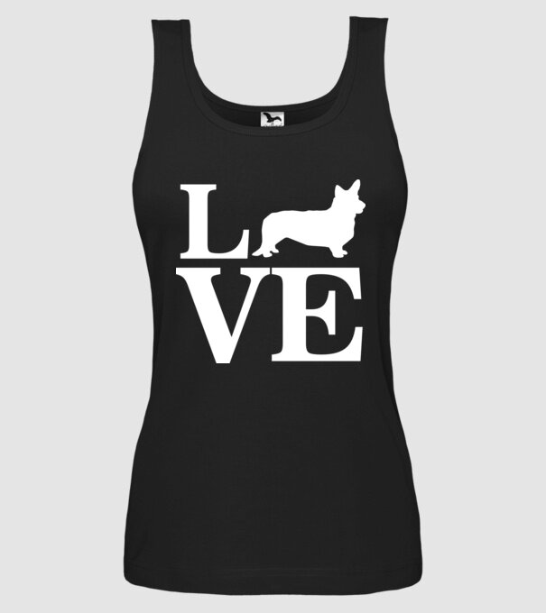 LOVE CORGIE model negru pe tricou