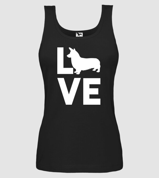 LOVE Corgie model negru pe tricou