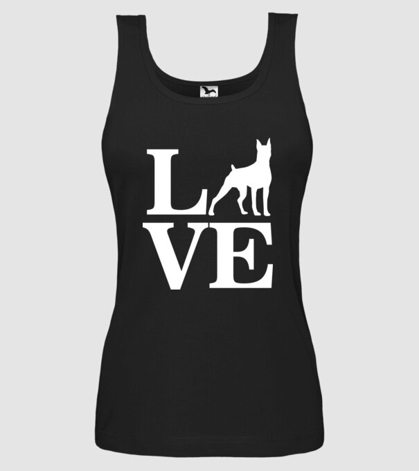 LOVE DOBBERMAN model negru pe tricou