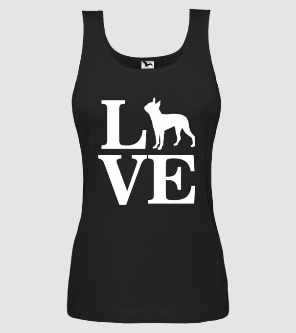LOVE FRANCIA BULLDOG model negru pe tricou