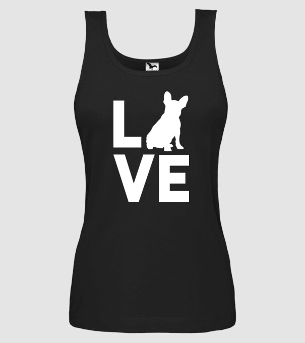 LOVE Bulldog francez model negru pe tricou