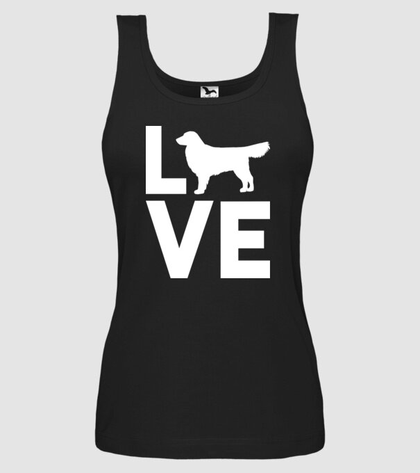 LOVE Golden Retriever model negru pe tricou