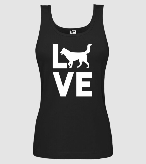 LOVE Husky model negru pe tricou