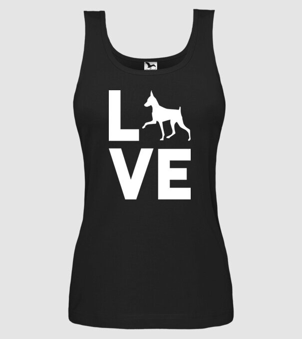 LOVE Pinscher model negru pe tricou