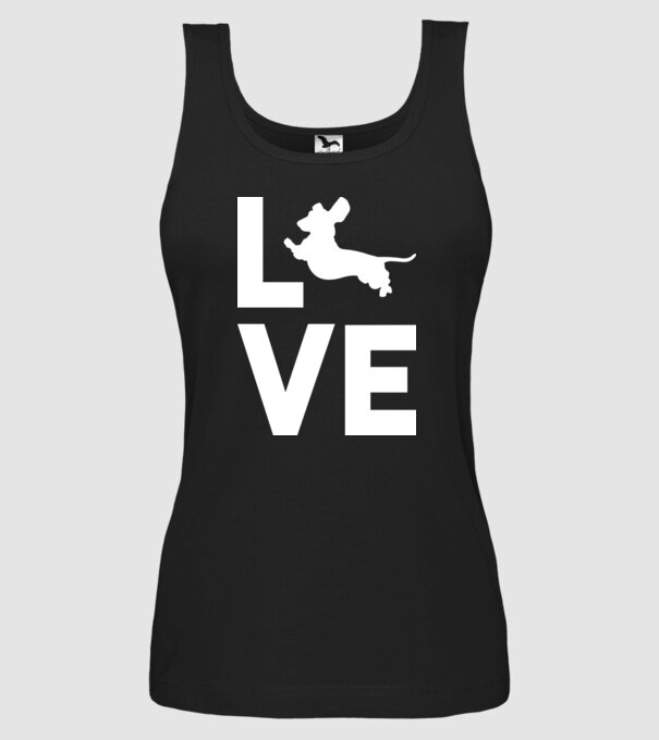 LOVE Teckel model negru pe tricou
