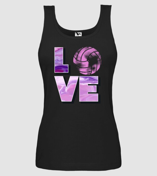 Love volleyball model negru pe tricou