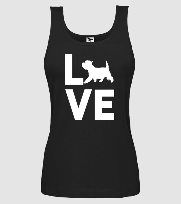 LOVE Westie model negru pe tricou