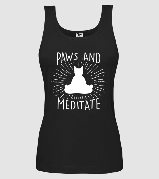 Pisică Meditând model negru pe tricou