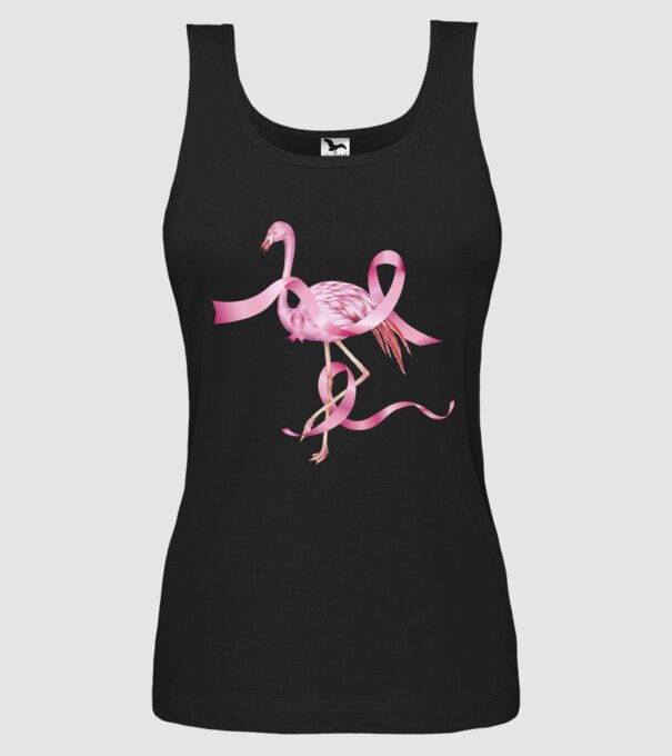 Împotriva Cancerului de sân flamingo model negru pe tricou