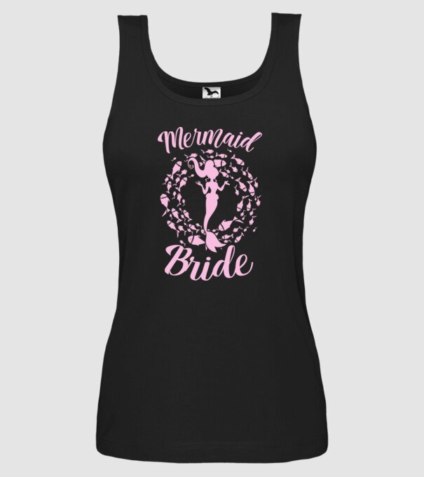 Mermaid Bride model negru pe tricou
