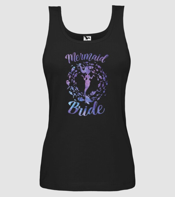 Mermaid bride aquarell model negru pe tricou