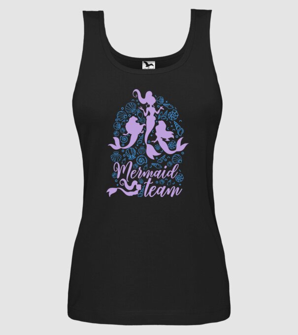 MermaidTeam model negru pe tricou
