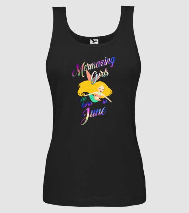 Mermazing girls are born june model negru pe tricou
