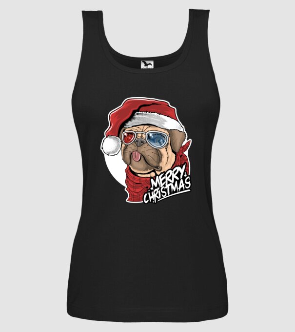 Merry Christmas Mopsz model negru pe tricou