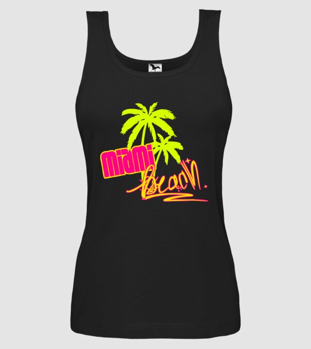 Miami beach model negru pe tricou