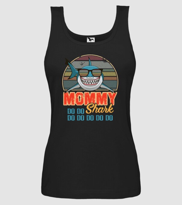 Mommy Shark model negru pe tricou