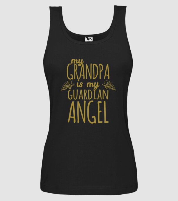 My grandpa is my guardian angel model negru pe tricou