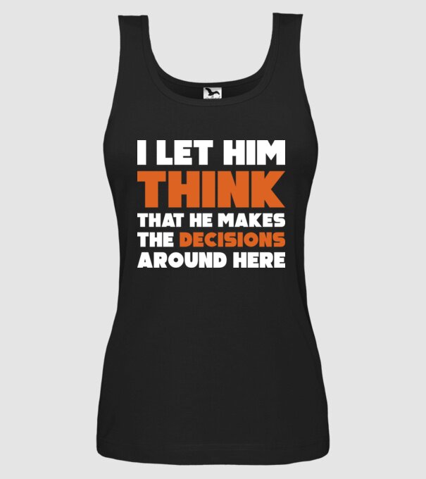 Motiv cuplu I let him think model negru pe tricou